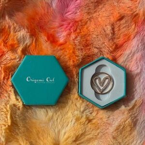 Origami Owl Rose Gold Large Crystal Heart Window Plate RETIRED